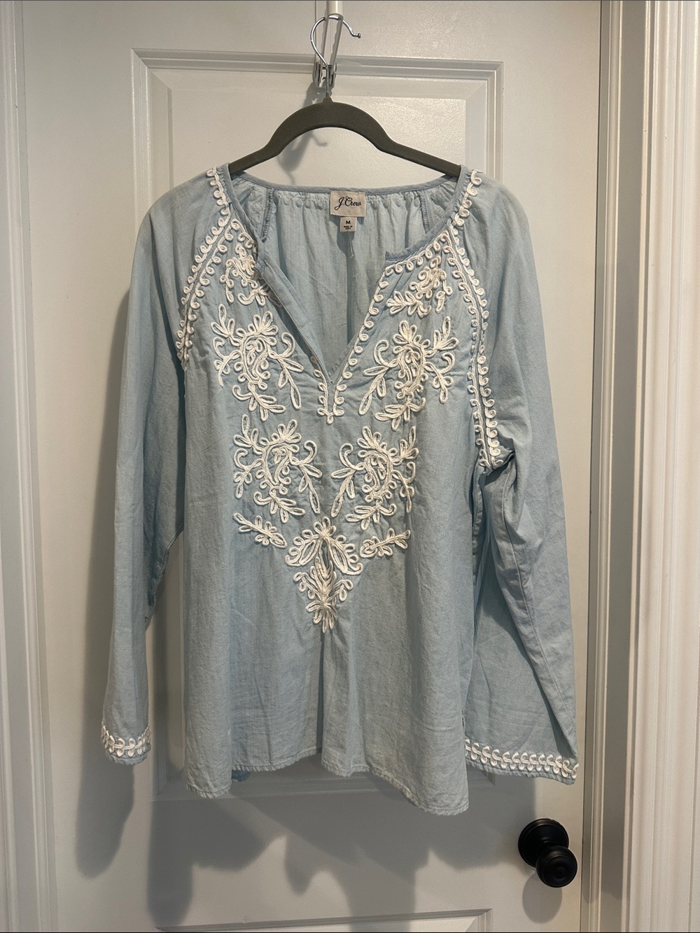I Crew Chambray Embroidered Tunic